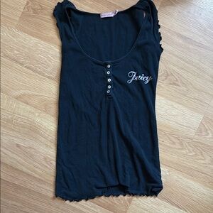 Juicy Couture Black Fitted Buttoned Tank Top  L Henley